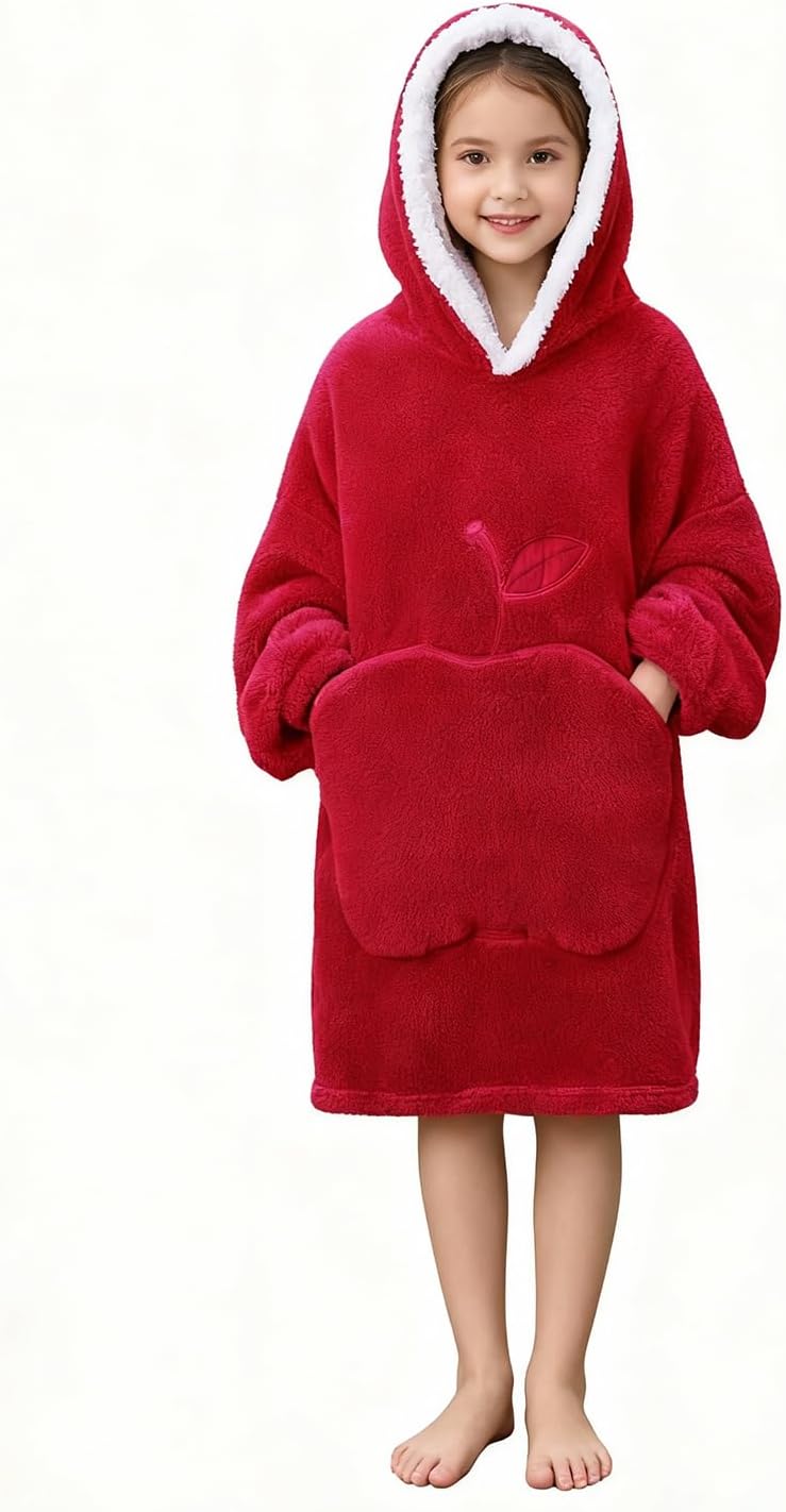 GoodtoU Wearable Kids Blanket Hoodie, Oversized Hooded Blanket for Girls Fluffy Plush Blanket Sweatshirt Warm Cozy Gifts - Image 2
